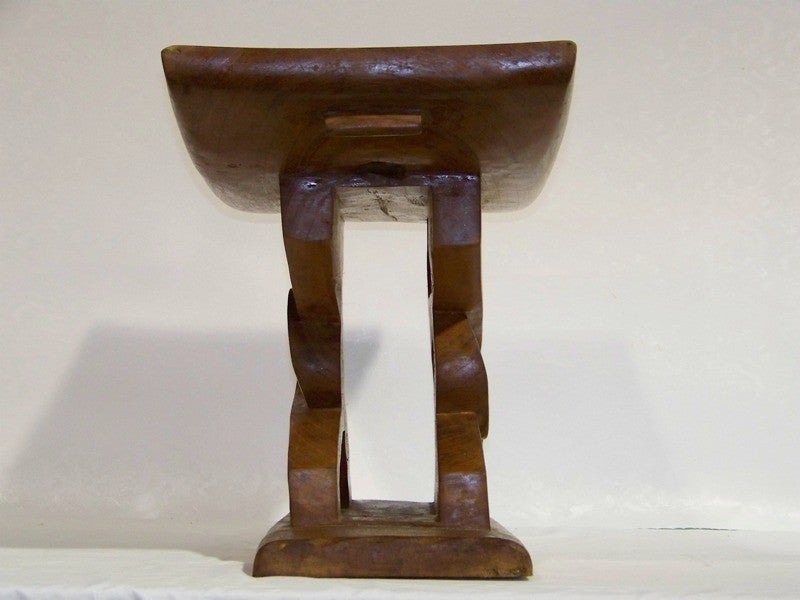 Curved Midcentury Carved Stool 1