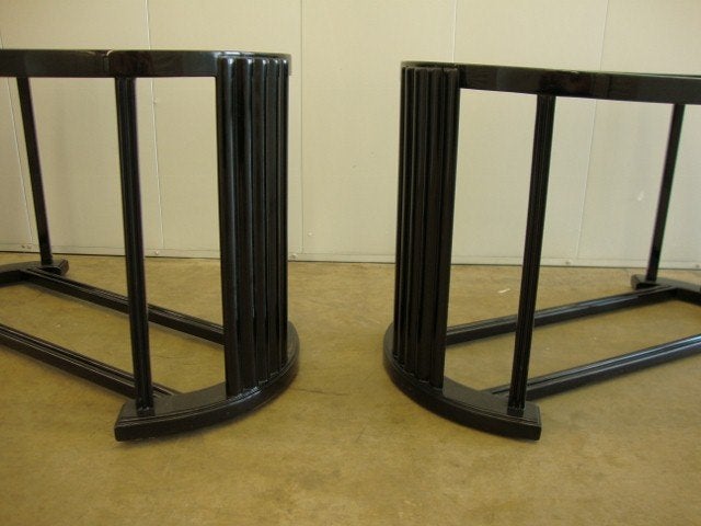 Pair of Oval End Tables in Black Lacquer by Joia Interiors