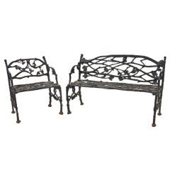 Set of Naturalistic Cast Iron Garden Furniture, Late 19th Century 12