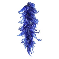 Blue Glass Hanging Sculpture, Manner of Dale Chihuly