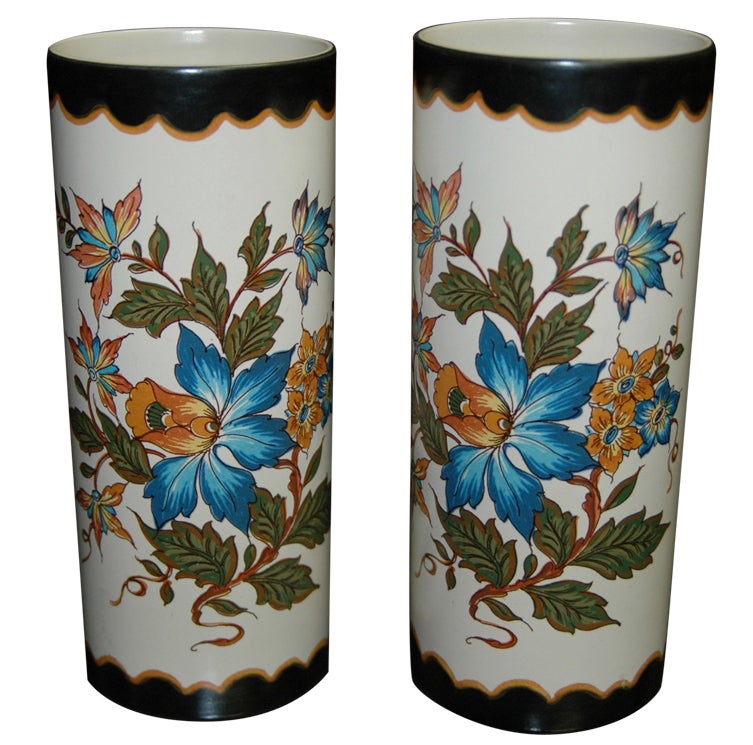 Pair of Art Deco Ceramic Vases, Netherlands, circa 1930