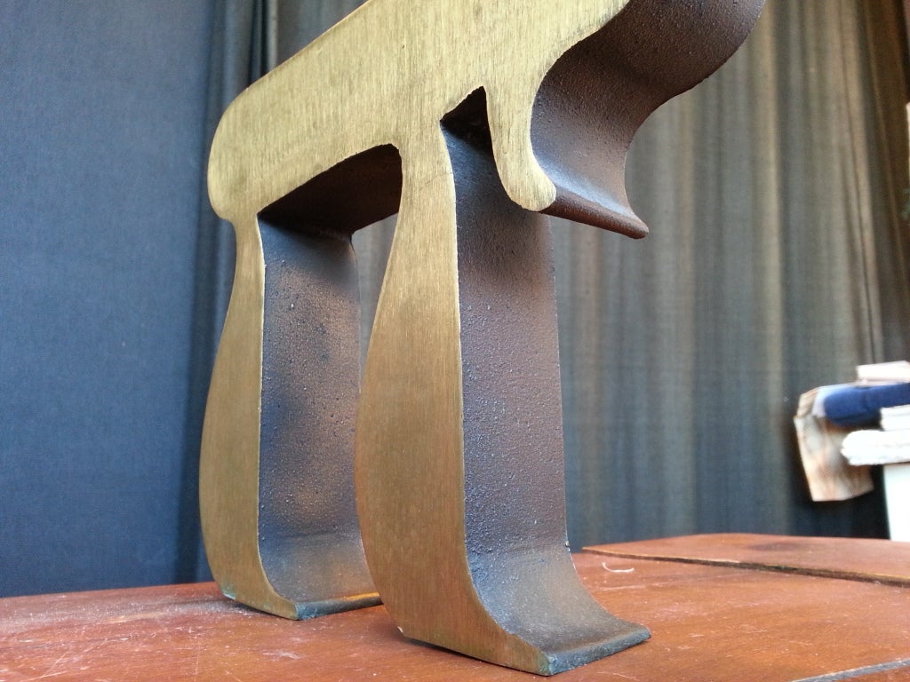 Solid bronze sculpture of the Hebrew symbol and word Chai(חי), meaning 'life'. 

The form is a combination of two letters of the Hebrew alphabet, Het and Yud. 

Excellent craftsmanship. A wonderful object for the home, ideal