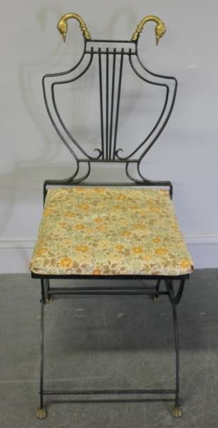 Set of Four Iron and Gilt Metal Neoclassical Style Chairs In Good Condition In NYC, NY