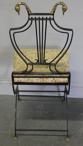 20th Century Set of Four Iron and Gilt Metal Neoclassical Style Chairs