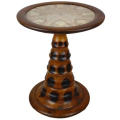 Brazilian Pedestal Table with Butterfly-Wing Mosaic Top