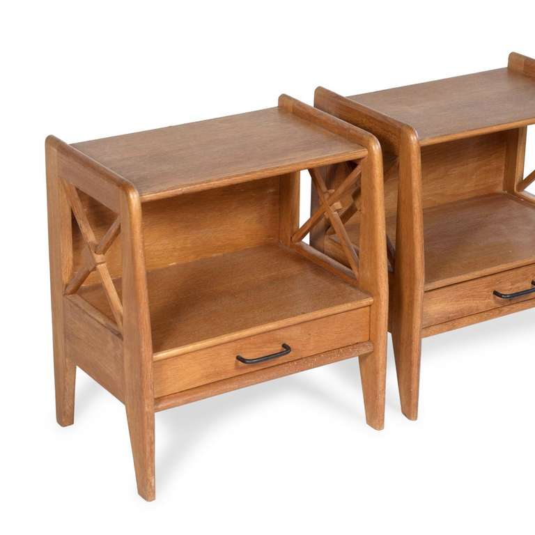 Art Deco Pair of Bedside Tables by Jacques Adnet