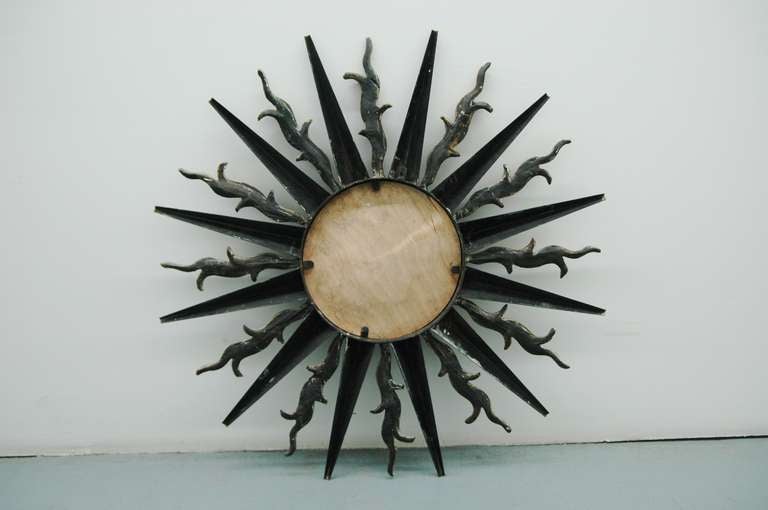 Wall-Mounted Sunburst Mirror in the Style of Gilbert Poillerat 1