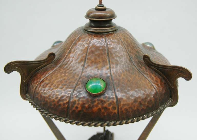 20th Century An Unusual Art Nouveau Copper Table Lamp