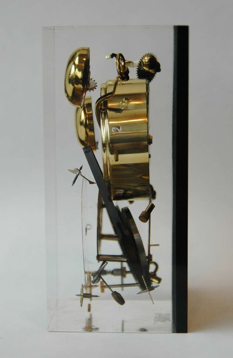 French Lucite Clock Sculpture in the Manner of Arman For Sale