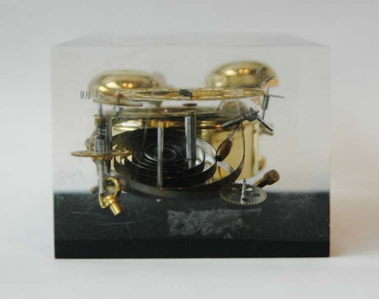 Late 20th Century Lucite Clock Sculpture in the Manner of Arman For Sale