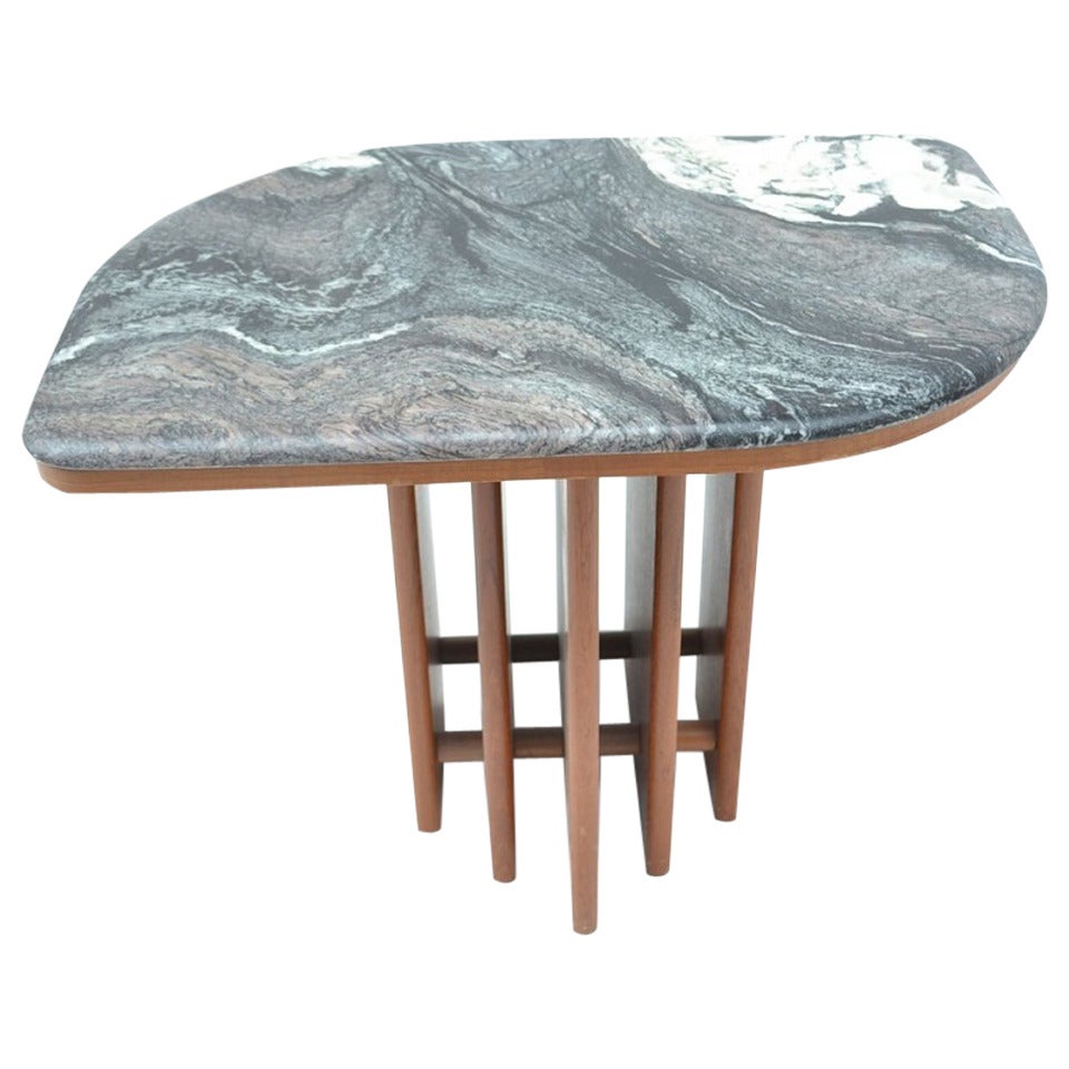 Large Modernist Side Table with Marble Top at 1stDibs