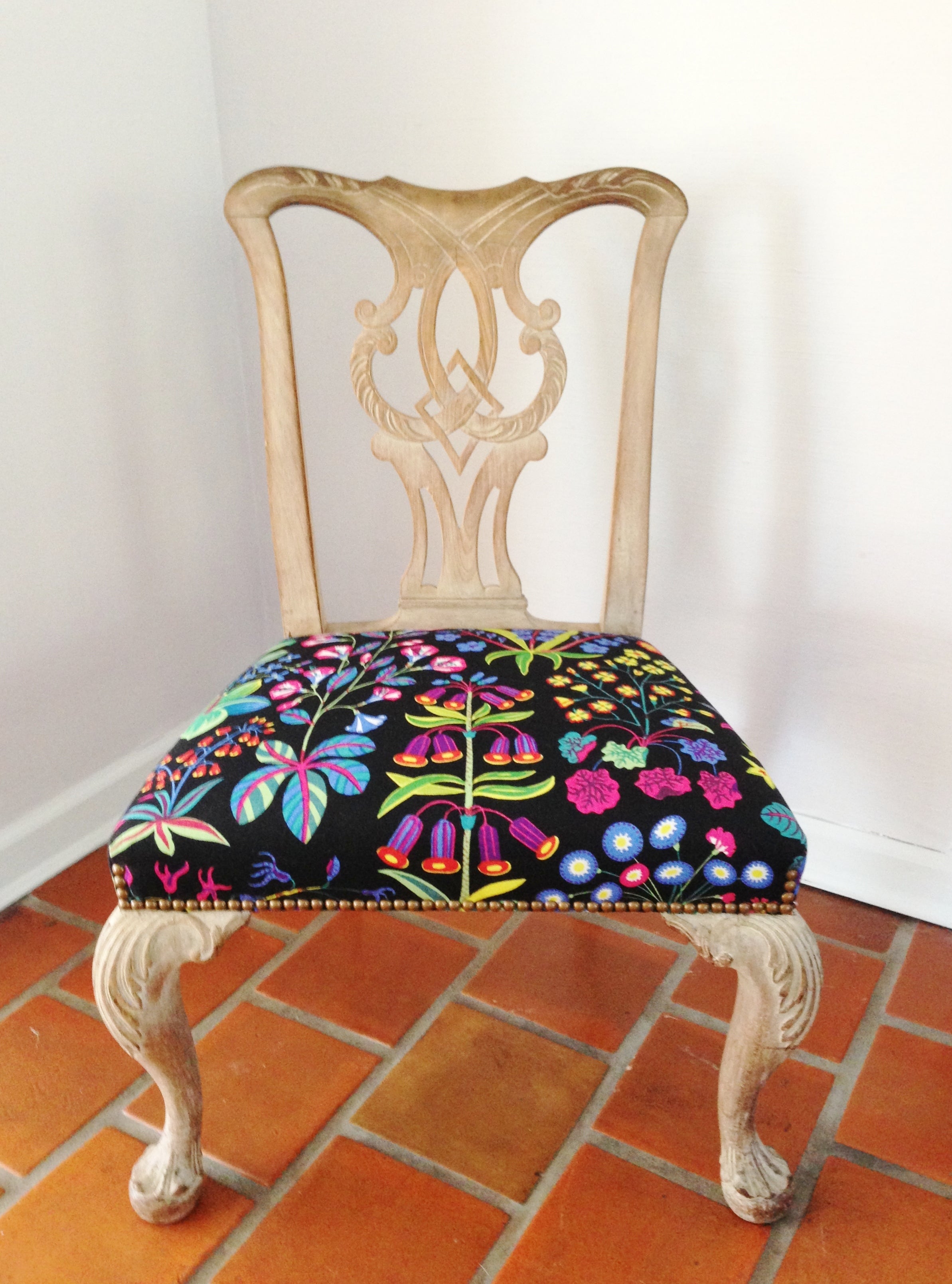 Queen Anne Chair with Josef Frank Upholstery