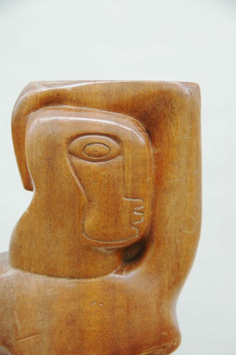 Art Deco Large Carved Wood Sculpture of a Woman
