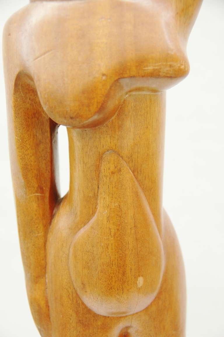 Modernist Wooden Sculpture of a Woman, Attributed to 