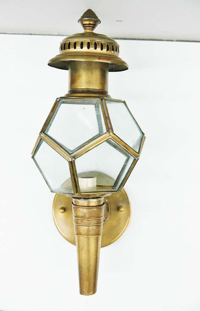 Neoclassical A Unique Brass American Coach Light Wall Lantern