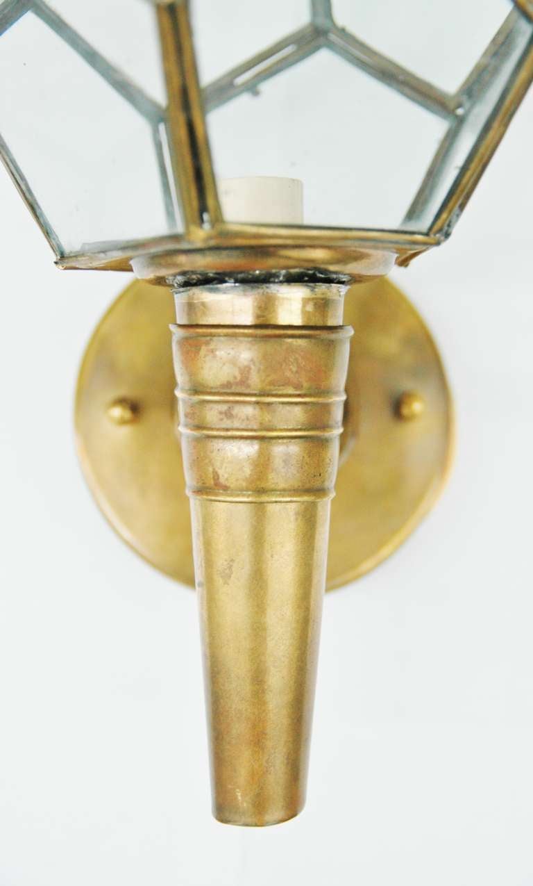 19th Century A Unique Brass American Coach Light Wall Lantern