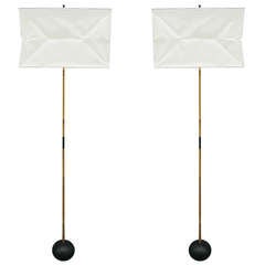 Pair of Noguchi Akari Bamboo Floor Lamps