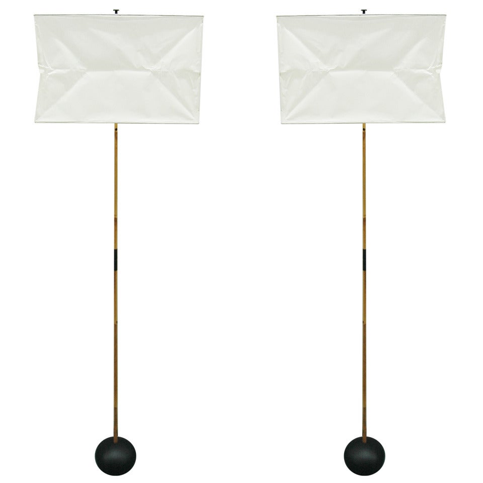 Pair of Noguchi Akari Bamboo Floor Lamps