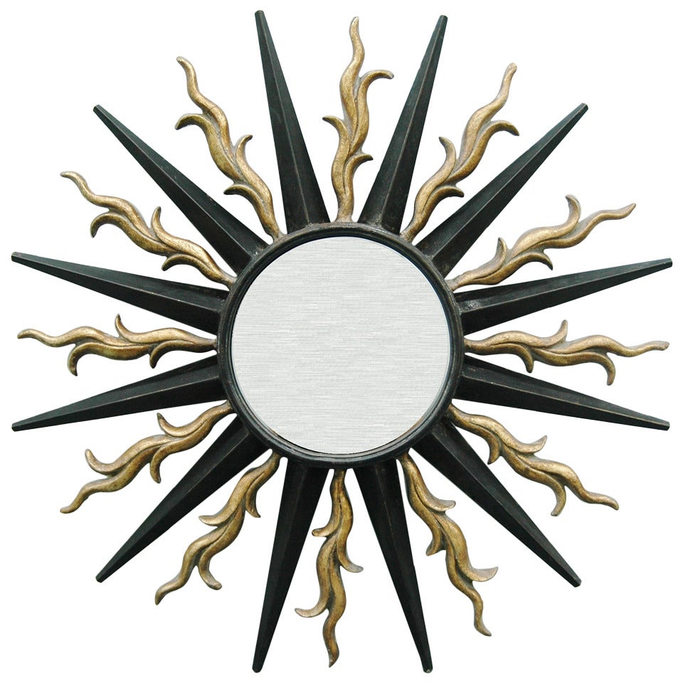 Wall-Mounted Sunburst Mirror in the Style of Gilbert Poillerat