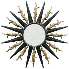 Wall-Mounted Sunburst Mirror in the Style of Gilbert Poillerat