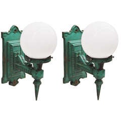 Pair of Train Station Wall Mount Light Fixtures