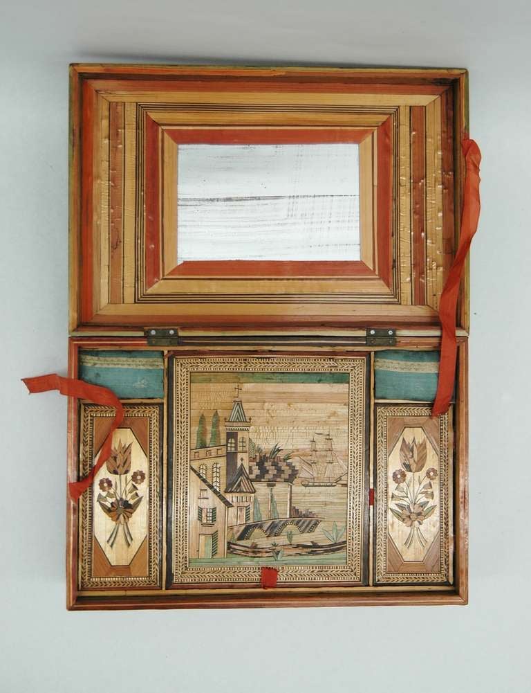 French Fine Straw Marquetry Box