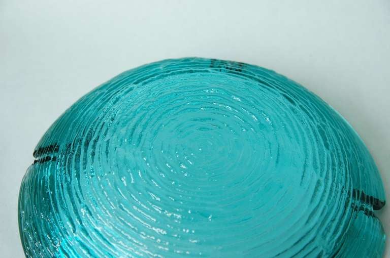 A Large Aquamarine Glass Bowl In Excellent Condition In NYC, NY
