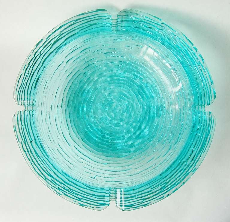 Mid-Century Modern A Large Aquamarine Glass Bowl