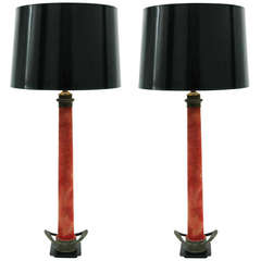 Pair of Retro Fire Hose Table Lamps