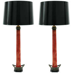 Paire de vieilles lampes de table en tuyau d'incendie