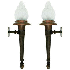 Pair of Large Neoclassical Torch Sconces 6