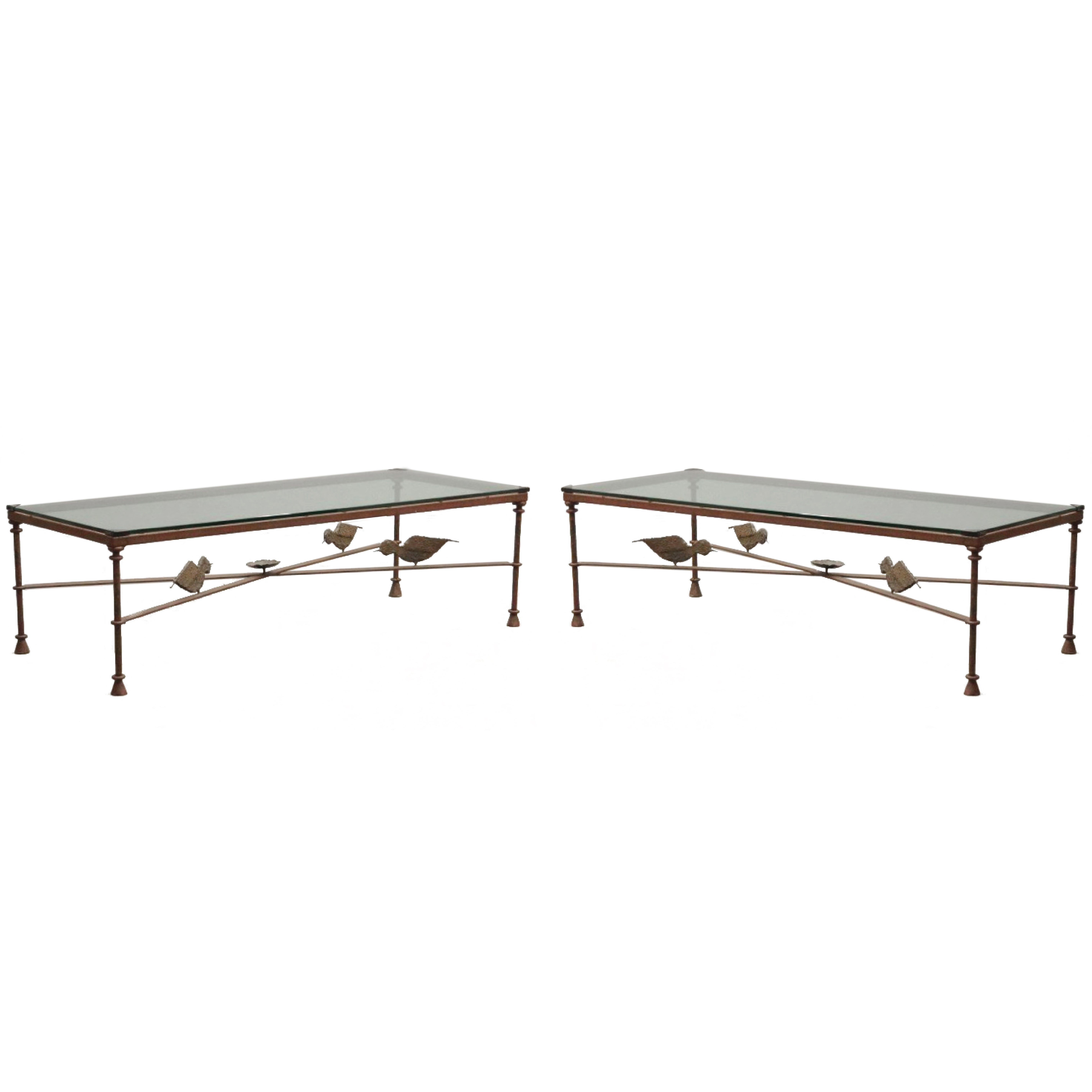 Pair of Wrought Iron Coffee Tables in the Manner of Giacometti