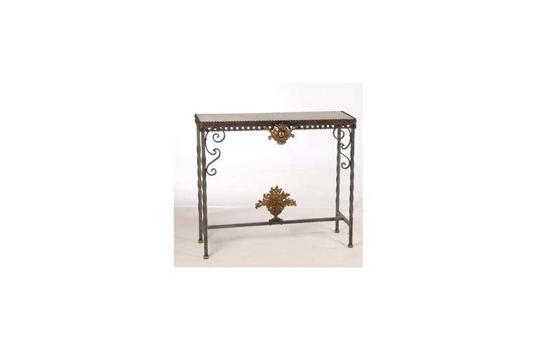Neoclassical Revival Neoclassical Bronze and Iron Console Table