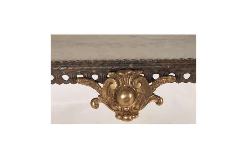 American Neoclassical Bronze and Iron Console Table