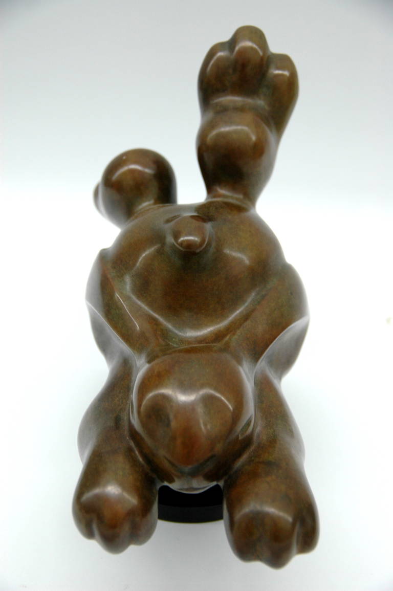 Unknown Bronze Sculpture of a Racing Rabbit by S. Klein