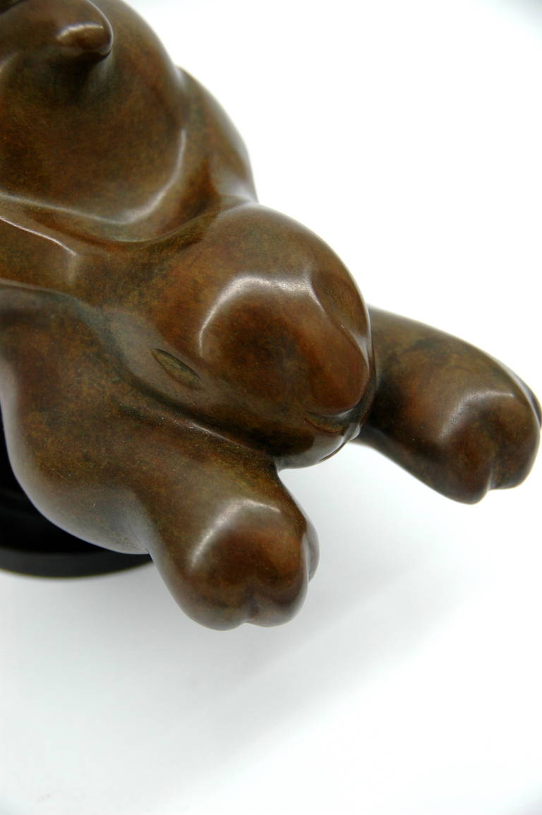 Cast Bronze Sculpture of a Racing Rabbit by S. Klein