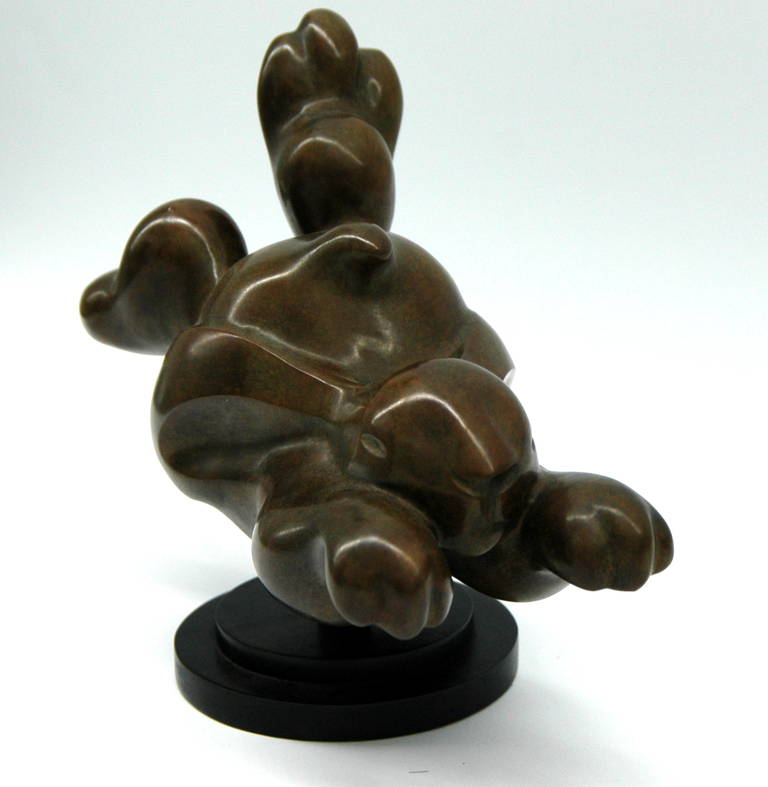 Mid-Century Modern Bronze Sculpture of a Racing Rabbit by S. Klein