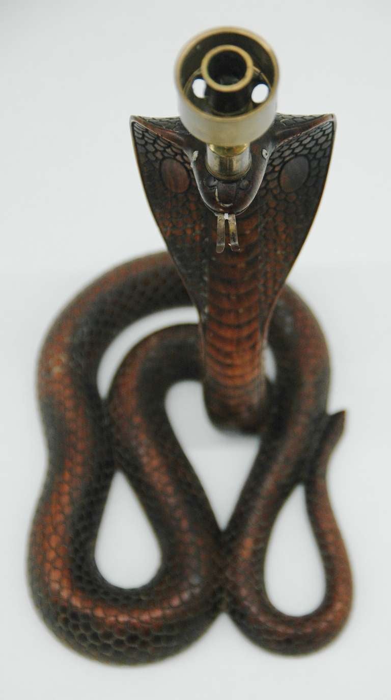 British A Unique Pair of Cobra Candlesticks attributed to Anthony Redmille