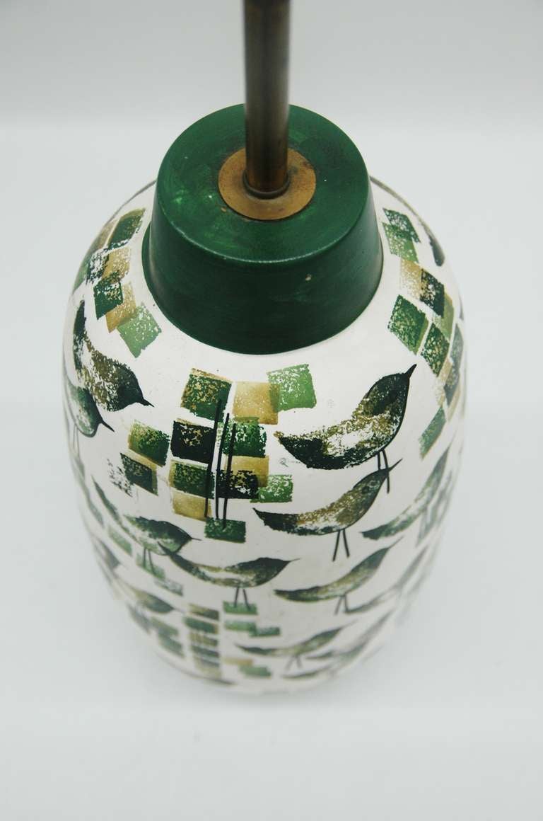 Remarkable Ceramic Lamp and Decorative Box with Bird Motif In Excellent Condition In NYC, NY