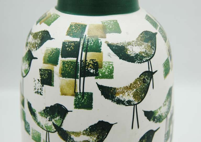 Remarkable Ceramic Lamp and Decorative Box with Bird Motif 1