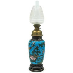 Antique Cloisonné Oil Lamp by Theodore Deck