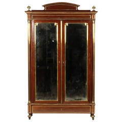 French Empire Mahogany Gilt Bronze Mounted Armoire