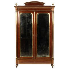 French Empire Mahogany Gilt Bronze Mounted Armoire