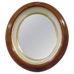 Antique 19th Century Oval Cherrywood Mirror