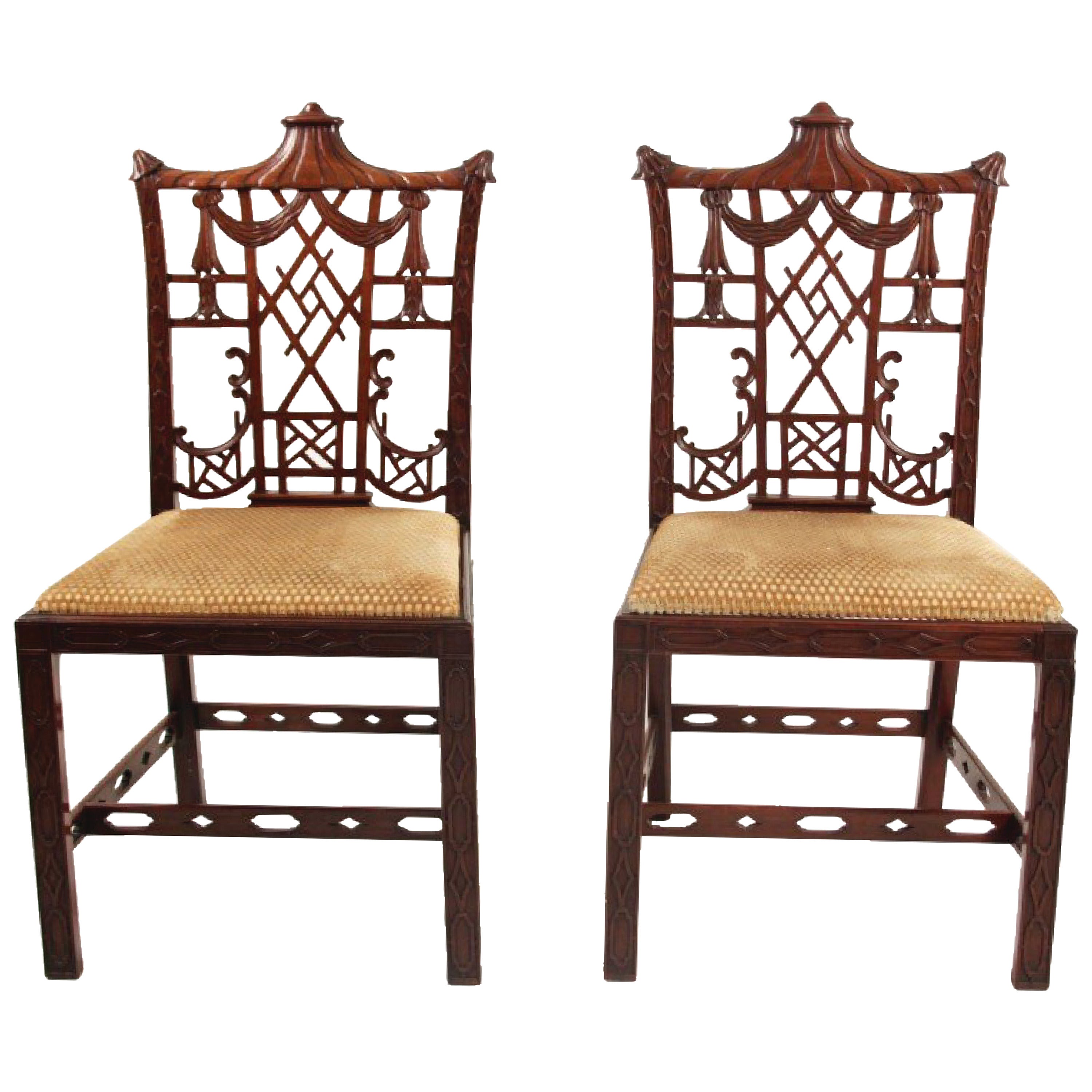 Pair of Chinese Chippendale Chairs