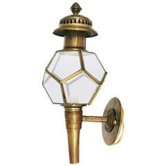 Antique A Unique Brass American Coach Light Wall Lantern