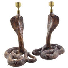 Antique A Unique Pair of Cobra Candlesticks attributed to Anthony Redmille