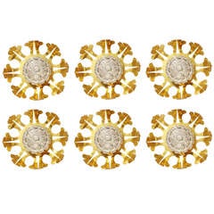 Set of Six Brass and Glass Sconces by Max Ingrand