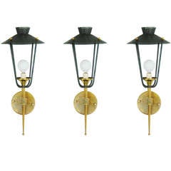 Set Of Three Sconces / Wall Lights By Arlus