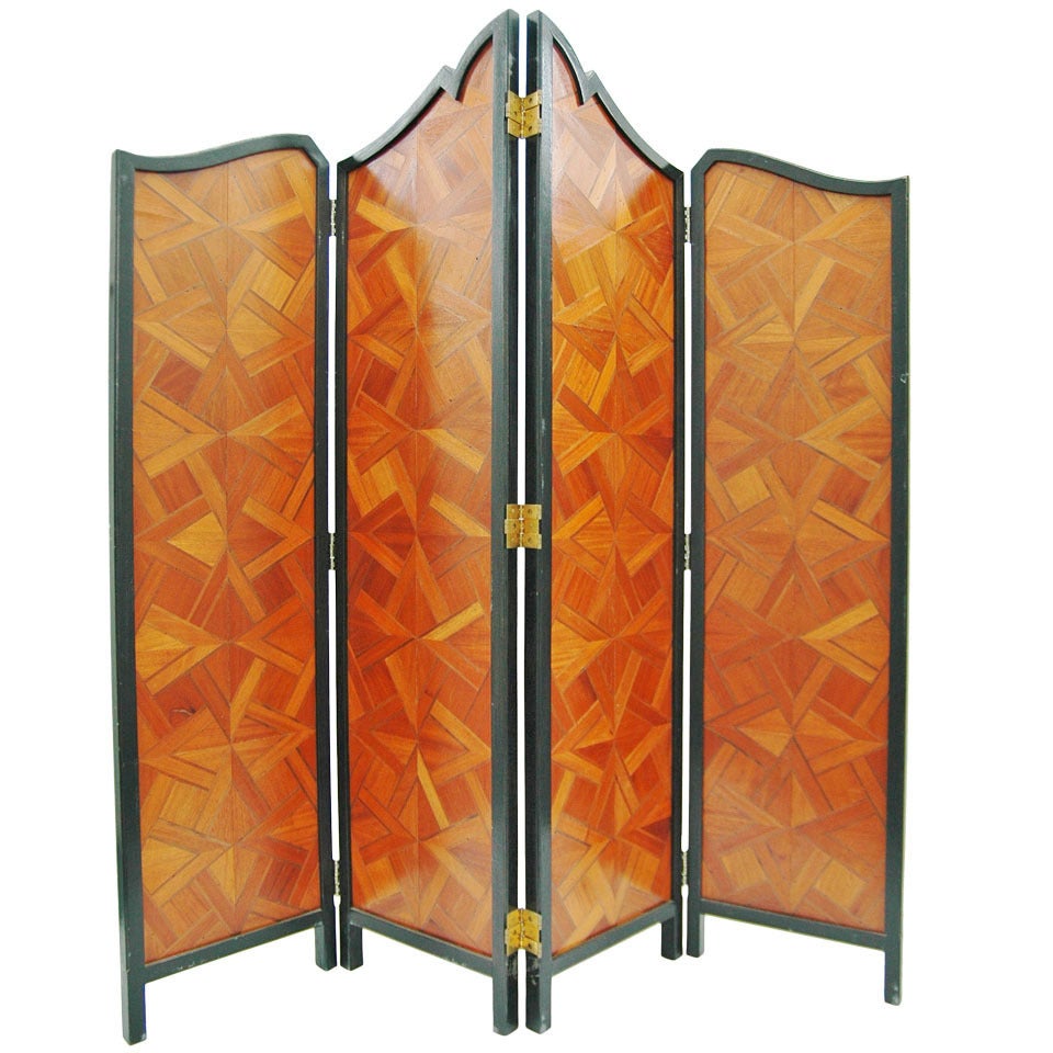 Remarkable Wood Marquetry Screen
